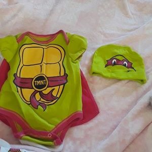 Ninja Turtle Onesie 0-6mos with Beanie